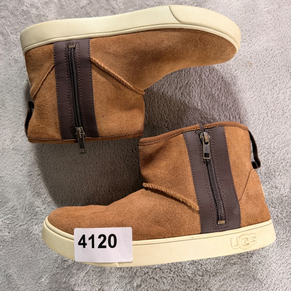UGG Booties Kids 13 Chestnut Suede Side Zip Classic Ankle Boots